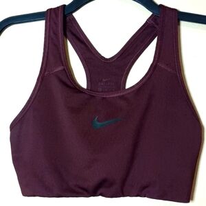 Nike Dri-Fit Dark Maroon Sports Bra With Black Swoosh